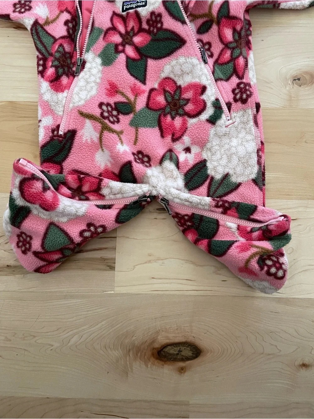 Patagonia Baby Synchilla Fleece Bunting Floral 3M Hooded Footed